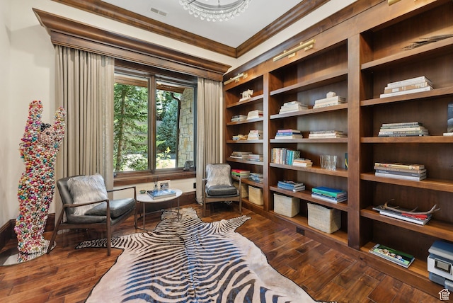 340 Hollyhock St, Park City, UT 84098 - living area with ornamental molding, visible vents, and wood finished floors