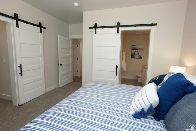 553 S 100 W Unit 203, Richfield, UT 84701 - carpeted bedroom featuring a barn door and ensuite bathroom