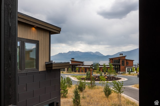 exterior space with a mountain view