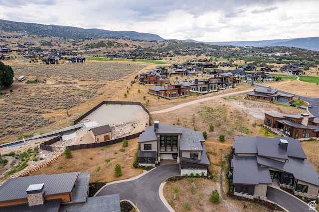 drone / aerial view with a mountain view