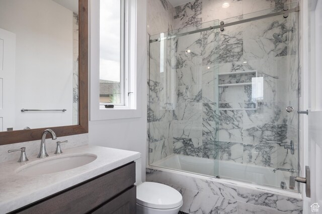 838 N Burro Peak Cir, Heber City, UT 84032 - full bathroom with enclosed tub / shower combo, vanity, and toilet
