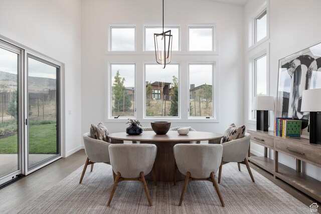 838 N Burro Peak Cir, Heber City, UT 84032 - dining space with a towering ceiling and wood finished floors