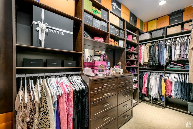 spacious closet with carpet flooring