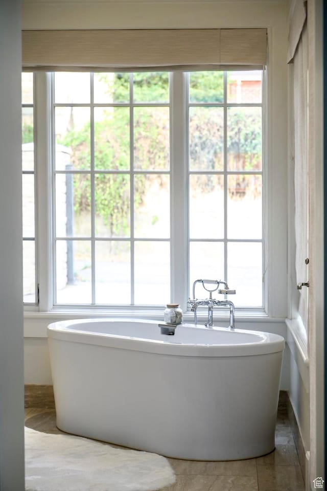 bathroom with a freestanding bath