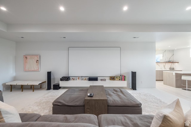 405 N Virginia St, Salt Lake City, UT 84103 - cinema with recessed lighting, visible vents, and light carpet