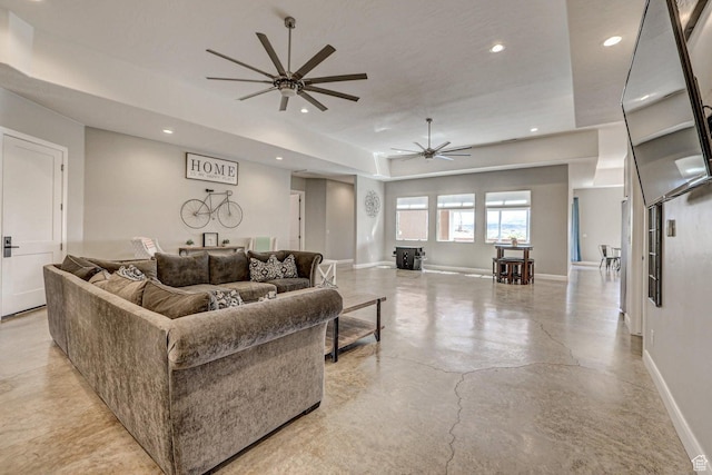 3243 S 4900 W, Hurricane, UT 84737 - living room featuring baseboards, ceiling fan, recessed lighting, and concrete flooring