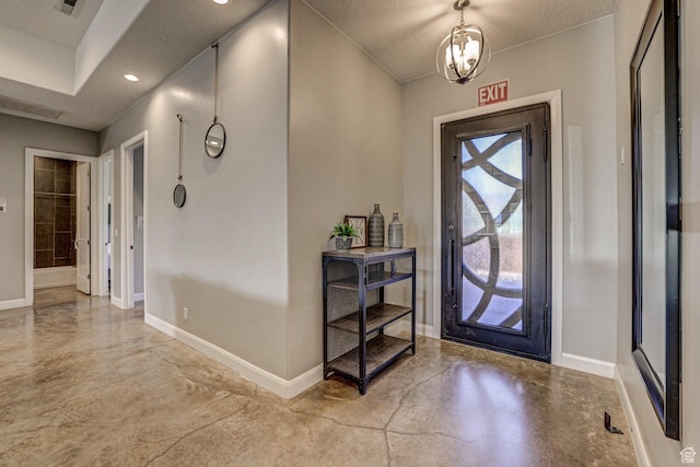 3243 S 4900 W, Hurricane, UT 84737 - foyer entrance with baseboards, recessed lighting, concrete flooring, and a chandelier