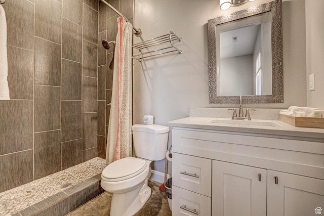 3243 S 4900 W, Hurricane, UT 84737 - bathroom featuring a tile shower, visible vents, toilet, and vanity