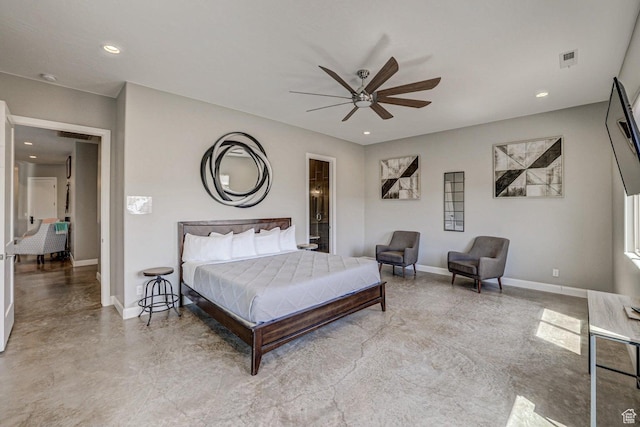3243 S 4900 W, Hurricane, UT 84737 - bedroom with baseboards, visible vents, ceiling fan, and recessed lighting