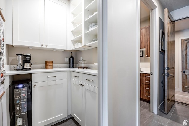 interior space with beverage cooler