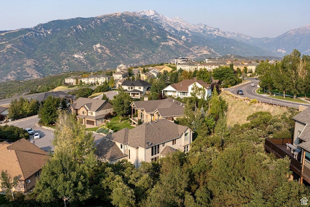 bird's eye view with a residential view and a mountain view