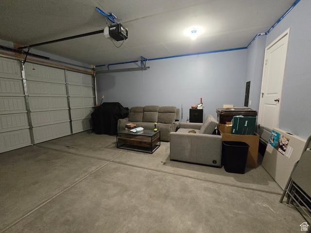 garage with a garage door opener