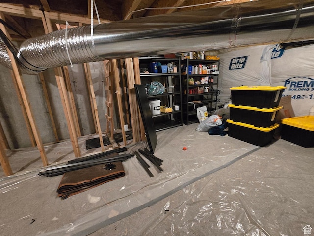 view of unfinished basement