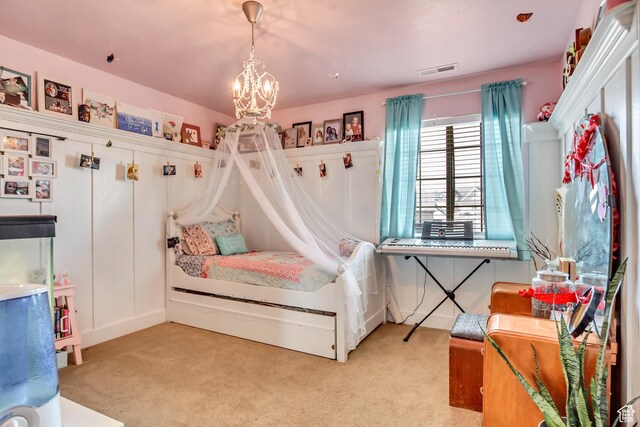 2118 S Centennial Blvd S, Saratoga Springs, UT 84045 - bedroom featuring light colored carpet and a chandelier