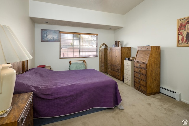 592 W Hale Ave, Moab, UT 84532 - bedroom with a baseboard radiator and light carpet