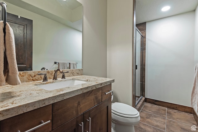 1375 E Lasso Trl, Hideout, UT 84036 - bathroom featuring tile patterned flooring, vanity, toilet, and walk in shower