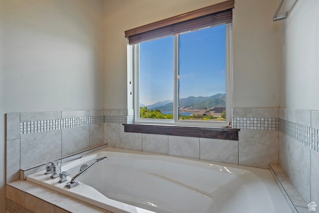 1375 E Lasso Trl, Hideout, UT 84036 - bathroom with tiled bath and a mountain view