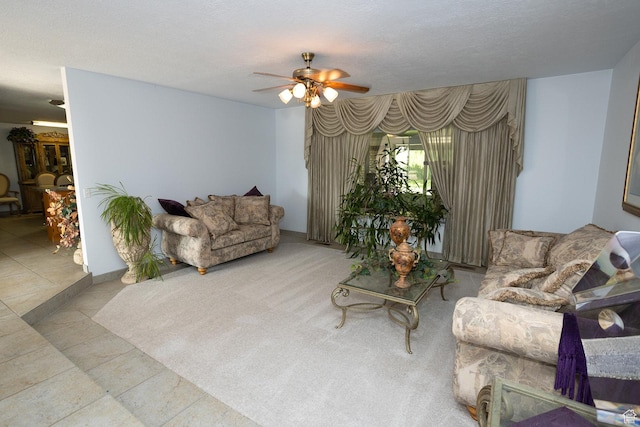 living room with ceiling fan