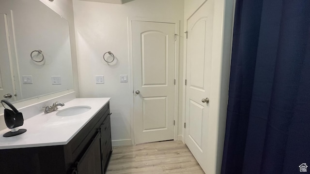 bathroom featuring wood finished floors and vanity