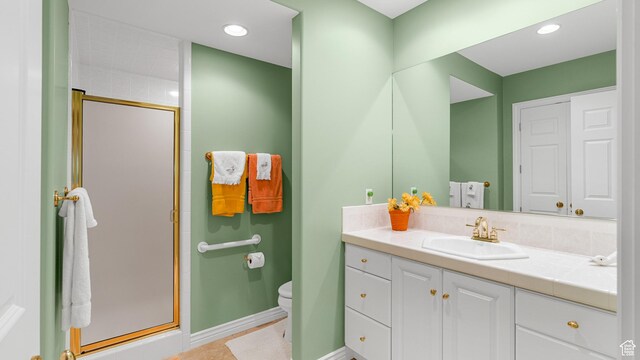 5210 Skyline Pkwy, Ogden, UT 84403 - full bath with a stall shower, recessed lighting, toilet, and vanity