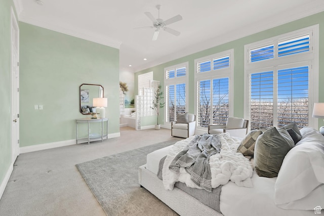 5210 Skyline Pkwy, Ogden, UT 84403 - carpeted bedroom with baseboards, crown molding, and a ceiling fan