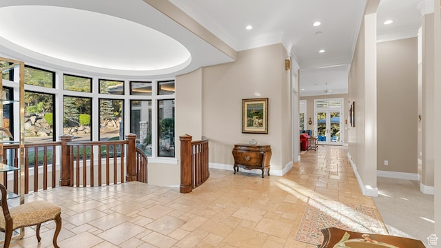 5210 Skyline Pkwy, Ogden, UT 84403 - foyer entrance featuring baseboards, crown molding, and stone tile floors