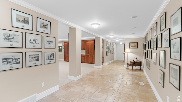 5210 Skyline Pkwy, Ogden, UT 84403 - corridor featuring baseboards, crown molding, and stone tile flooring