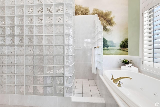 5210 Skyline Pkwy, Ogden, UT 84403 - full bath featuring a jetted tub, tile patterned floors, and walk in shower