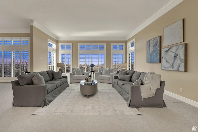 5210 Skyline Pkwy, Ogden, UT 84403 - carpeted living area featuring baseboards and crown molding
