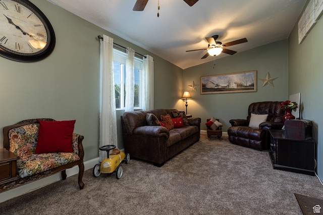 325 S Main St, Glendale, UT 84729 - carpeted living area with ceiling fan and lofted ceiling
