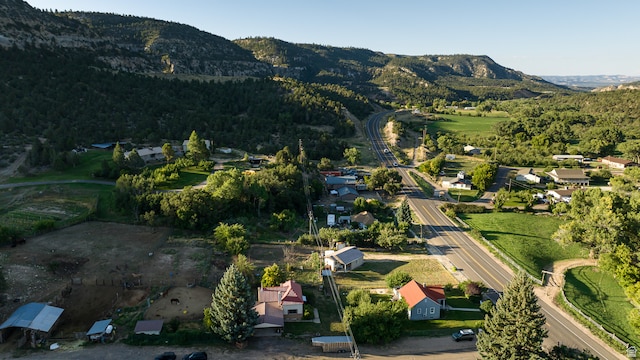 drone / aerial view with a mountain view