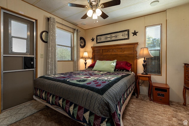 325 S Main St, Glendale, UT 84729 - bedroom featuring carpet, multiple windows, and ceiling fan