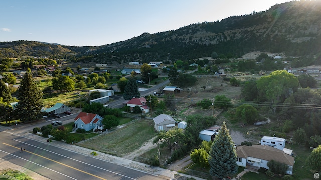 drone / aerial view with a mountain view