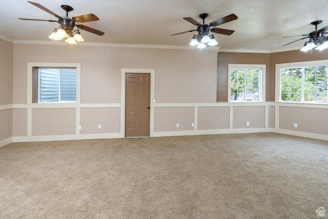 232 Bugle Way, Providence, UT 84332 - spare room with baseboards, ceiling fan, carpet, and ornamental molding