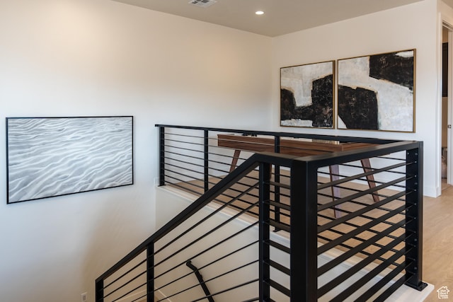 5394 S Aquamarine Ln, St George, UT 84790 - stairs with hardwood / wood-style floors