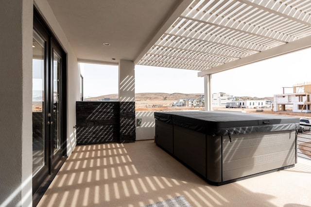 5394 S Aquamarine Ln, St George, UT 84790 - view of patio featuring a pergola and a hot tub