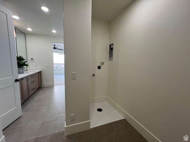 1136 N 1875 E Unit 1, Layton, UT 84040 - laundry room featuring light tile patterned floors, hookup for a washing machine, recessed lighting, and baseboards