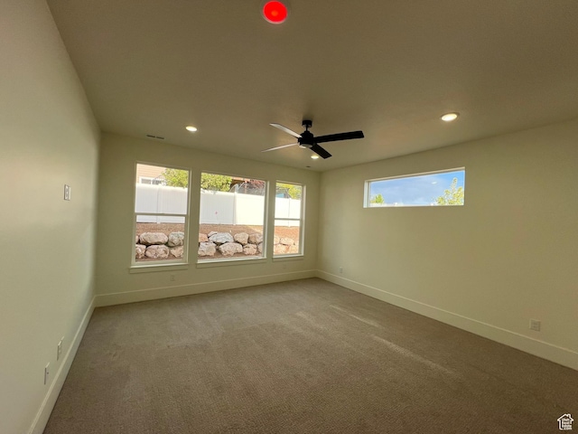1136 N 1875 E Unit 1, Layton, UT 84040 - spare room with baseboards, light carpet, recessed lighting, and a ceiling fan
