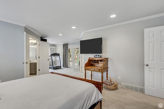 2768 W Country Classic Dr, Bluffdale, UT 84065 - carpeted bedroom with ornamental molding, visible vents, baseboards, and recessed lighting
