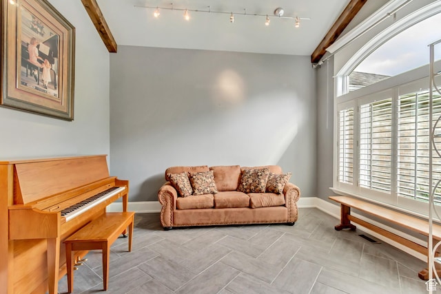 2768 W Country Classic Dr, Bluffdale, UT 84065 - living area with visible vents, baseboards, and rail lighting