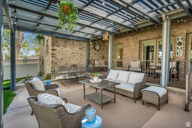 2218 W 2575 N, Cedar City, UT 84721 - view of patio featuring outdoor dining space, fence, an outdoor living space, and a pergola