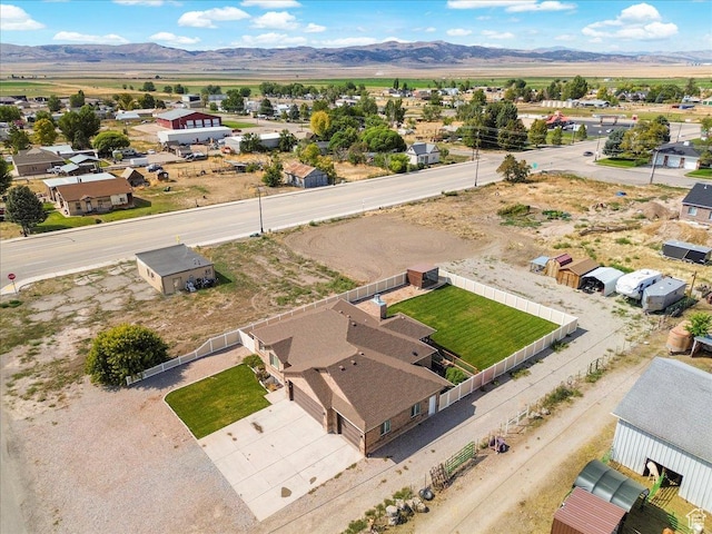 aerial view with a residential view and a mountain view