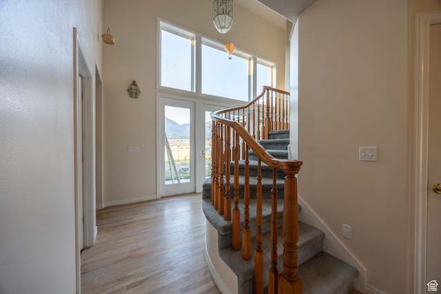 foyer entrance with light hardwood / wood-style floors