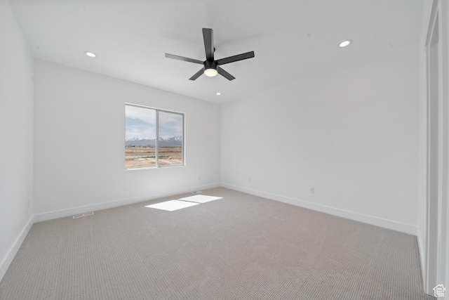 678 S Todd Ct, Grantsville, UT 84029 - unfurnished room with ceiling fan, baseboards, recessed lighting, and light colored carpet
