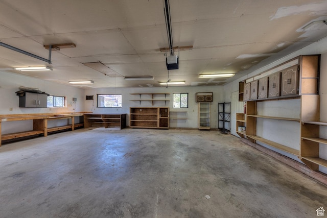 garage featuring a workshop area