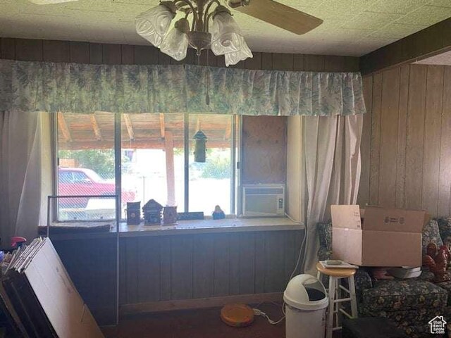 215 W 200 S, Duchesne, UT 84021 - interior space featuring wooden walls and a ceiling fan