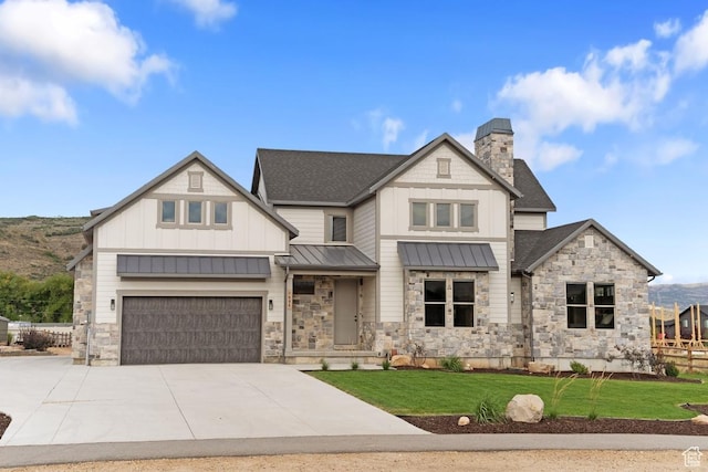 1806 S Summit Haven Dr Unit 1, Francis, UT 84036 - modern farmhouse style home with a standing seam roof, stone siding, board and batten siding, and a garage
