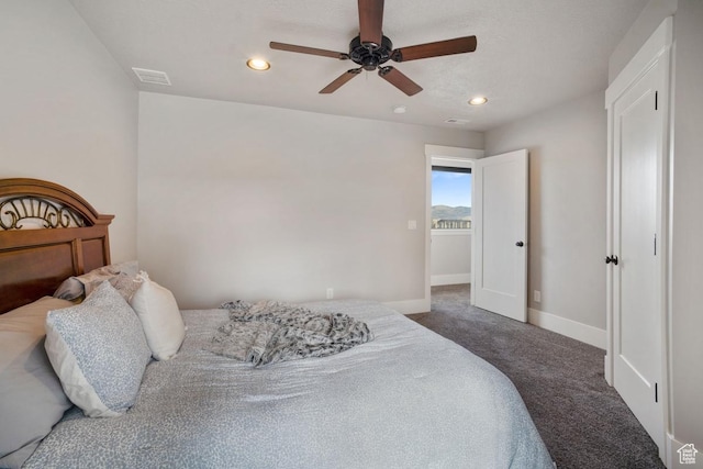 1806 S Summit Haven Dr Unit 1, Francis, UT 84036 - bedroom featuring ceiling fan, carpet floors, baseboards, visible vents, and recessed lighting