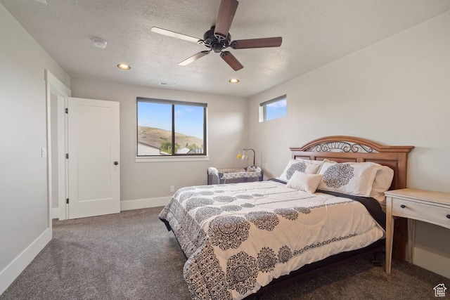 1806 S Summit Haven Dr Unit 1, Francis, UT 84036 - carpeted bedroom with recessed lighting, a textured ceiling, baseboards, and ceiling fan