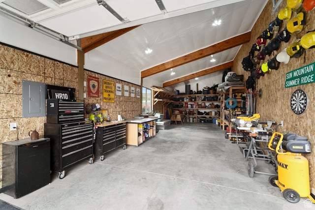 1806 S Summit Haven Dr Unit 1, Francis, UT 84036 - garage with a workshop area and electric panel